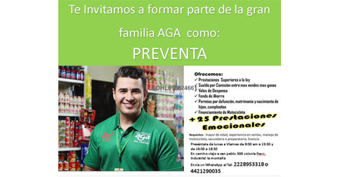 empleos de preventa master en AGA DEL CENTRO
